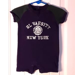 Ralph Lauren,  Nvy & Green, Short Snap Cotton Onesie,  Size 6 mo